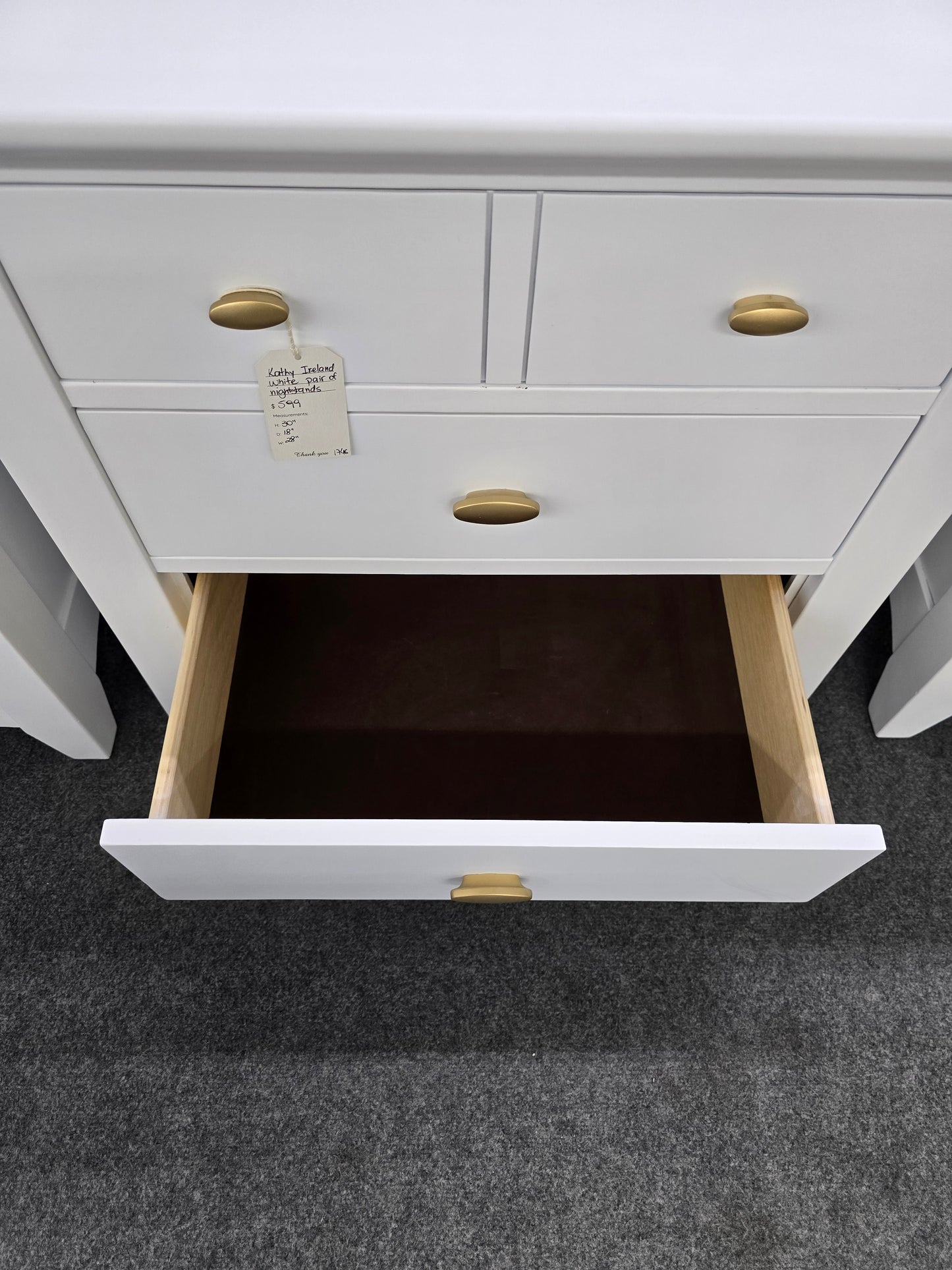 Kathy Ireland white pair of nightstands