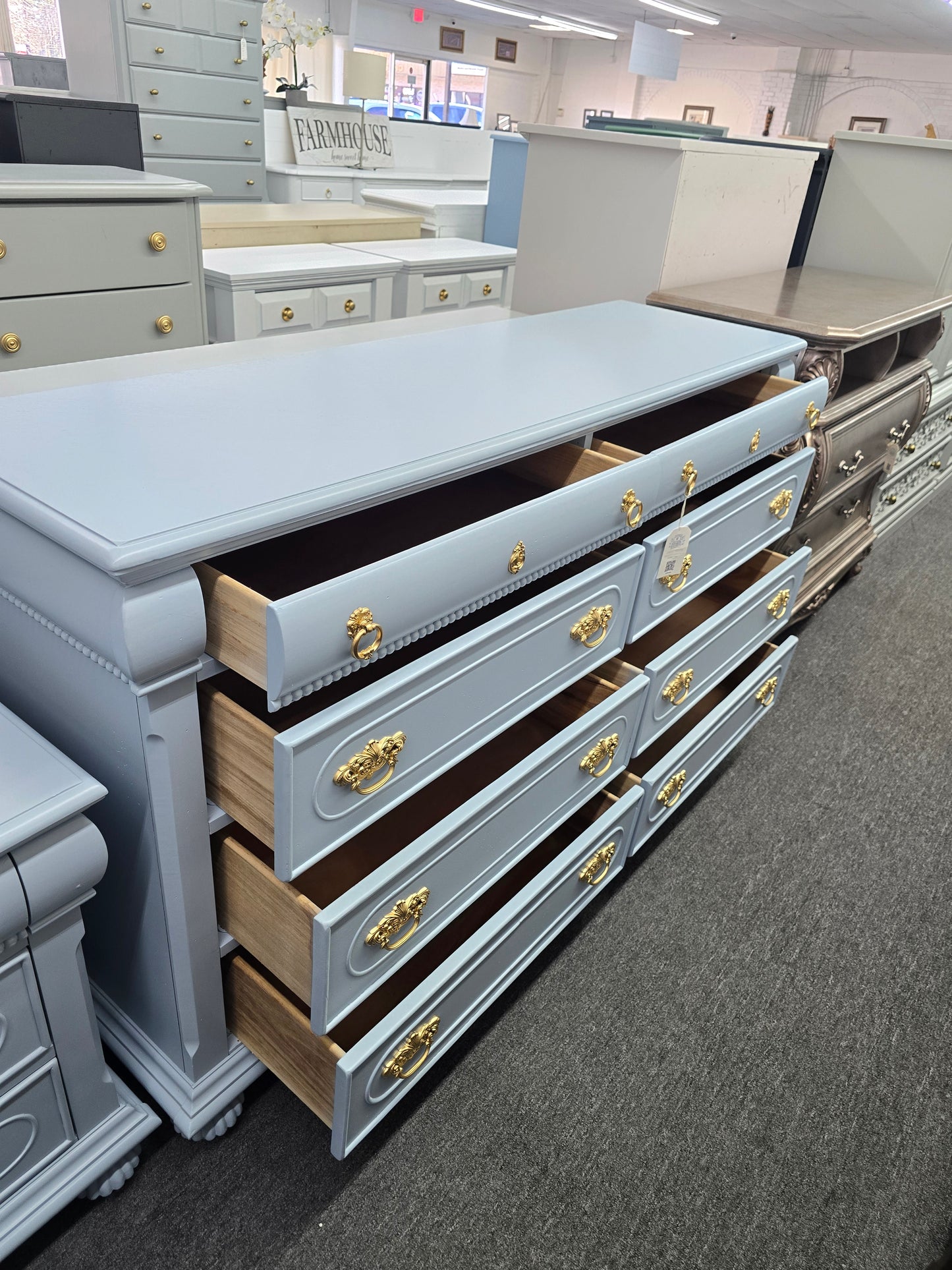 Solid wood cute blue dresser