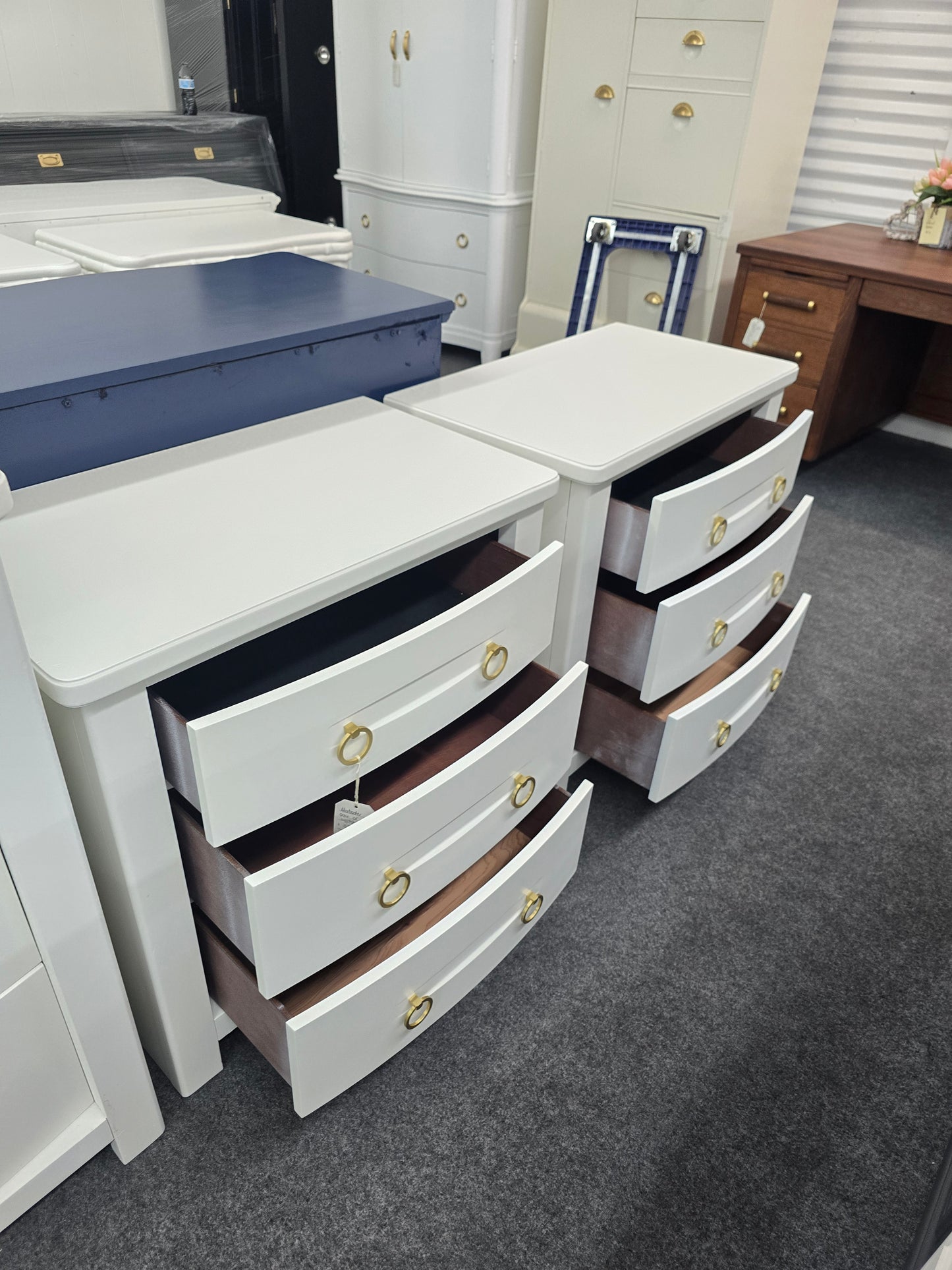Pair of alabaster nightstands