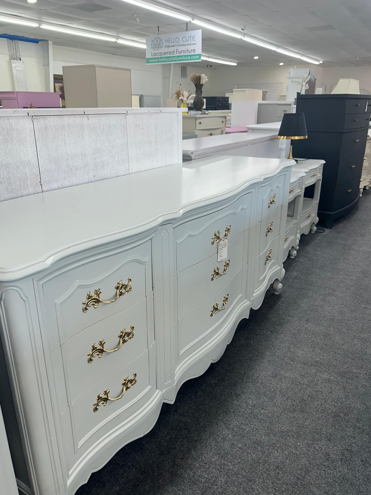French provincial solid wood gray dresser
