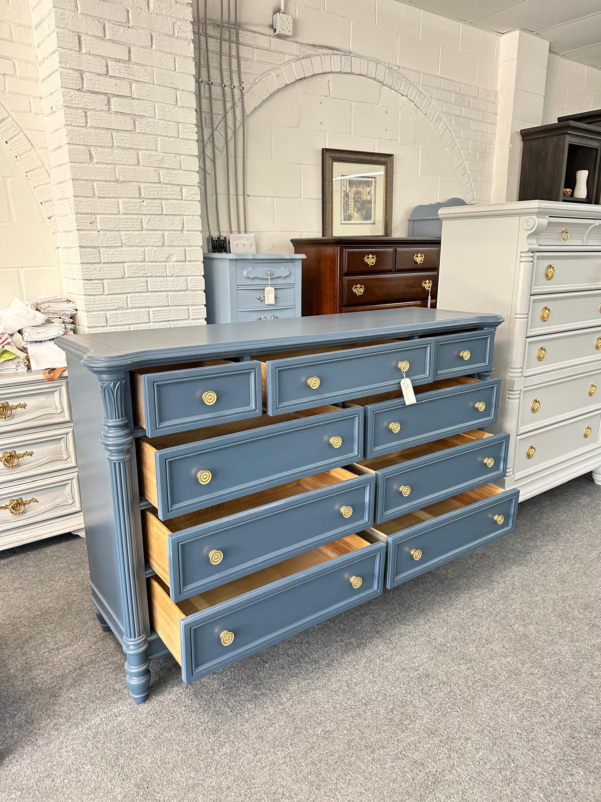 Bassett solid wood dark blue dresser