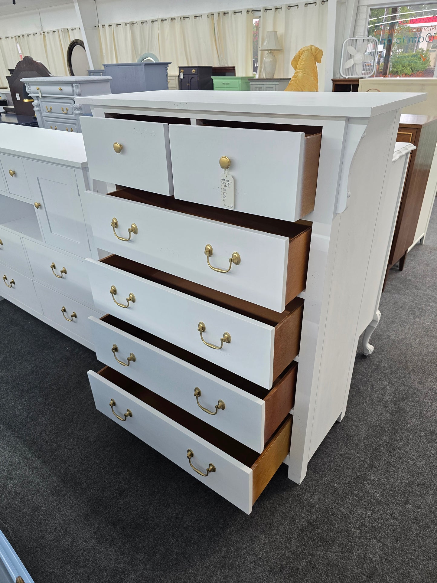Solid wood white tall chest