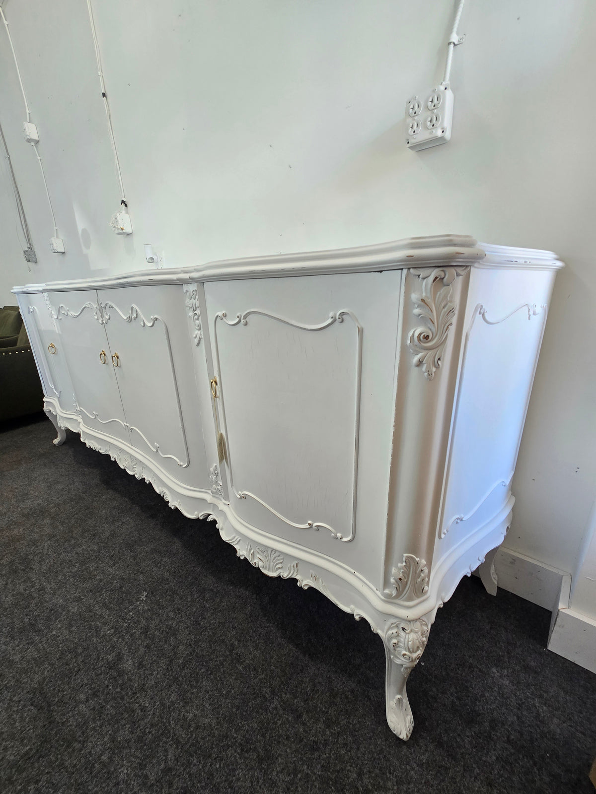 Antique white Distressed long buffet