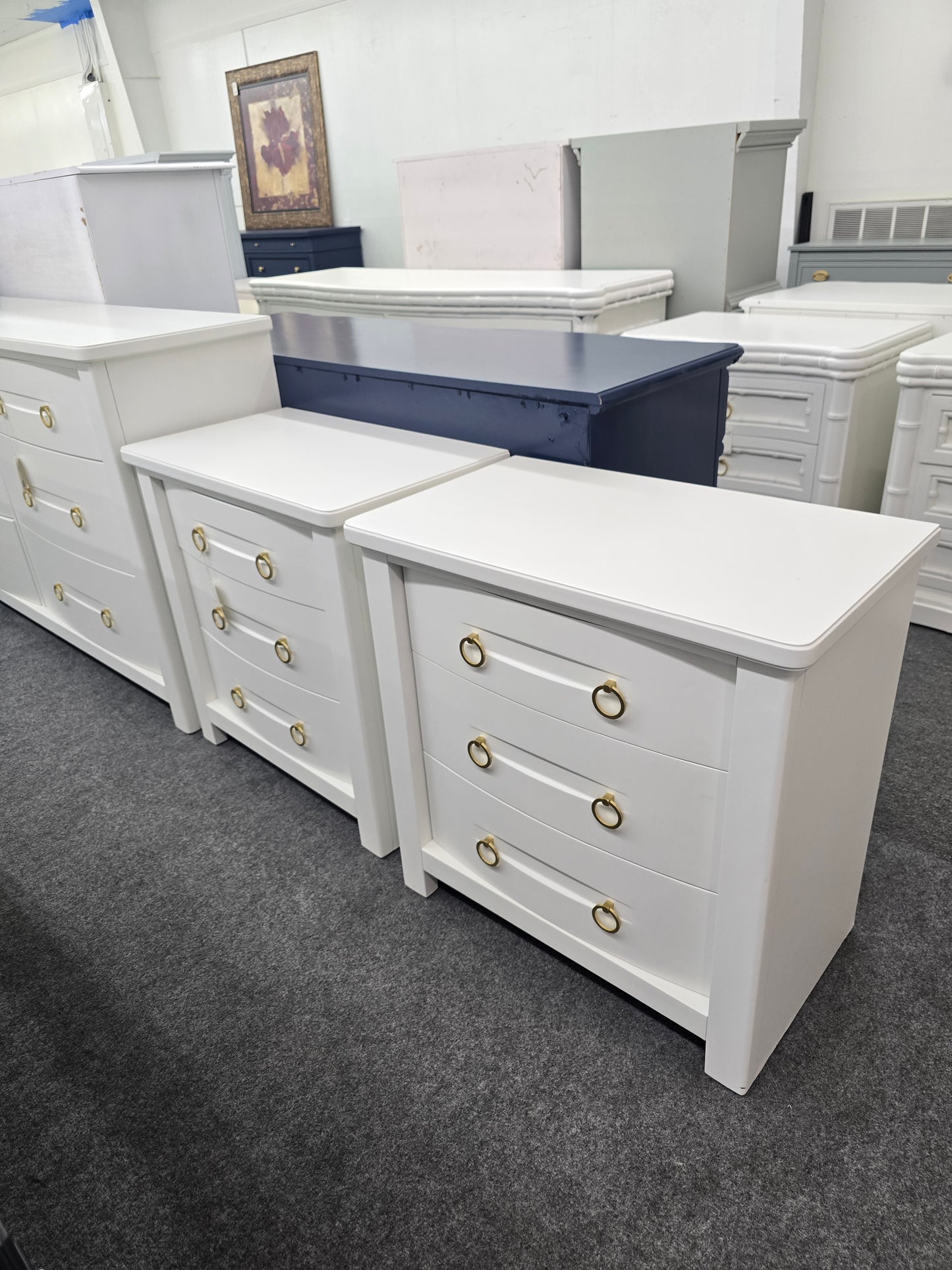 Pair of alabaster nightstands