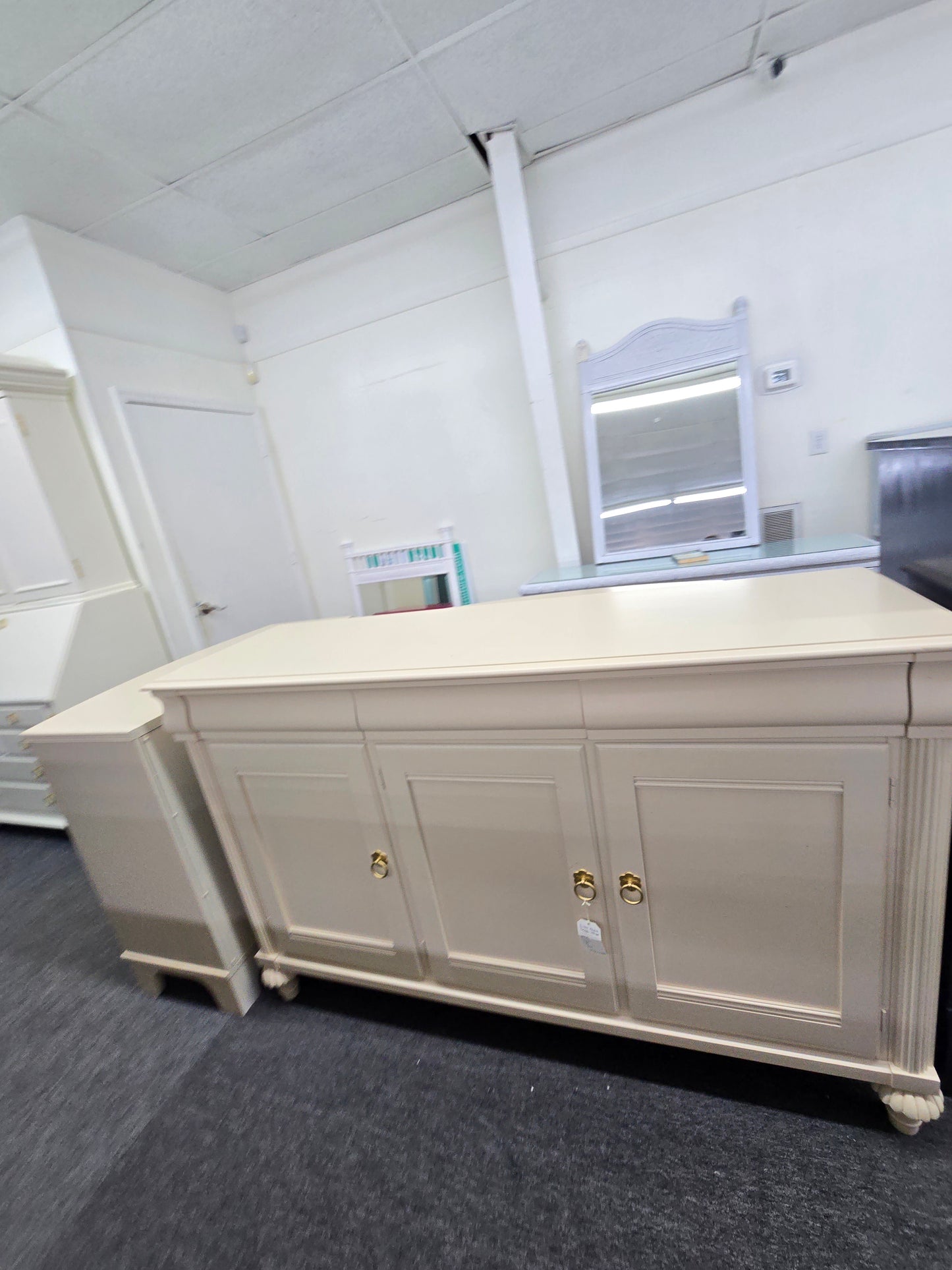 Ethan allen solid wood beige cabinet