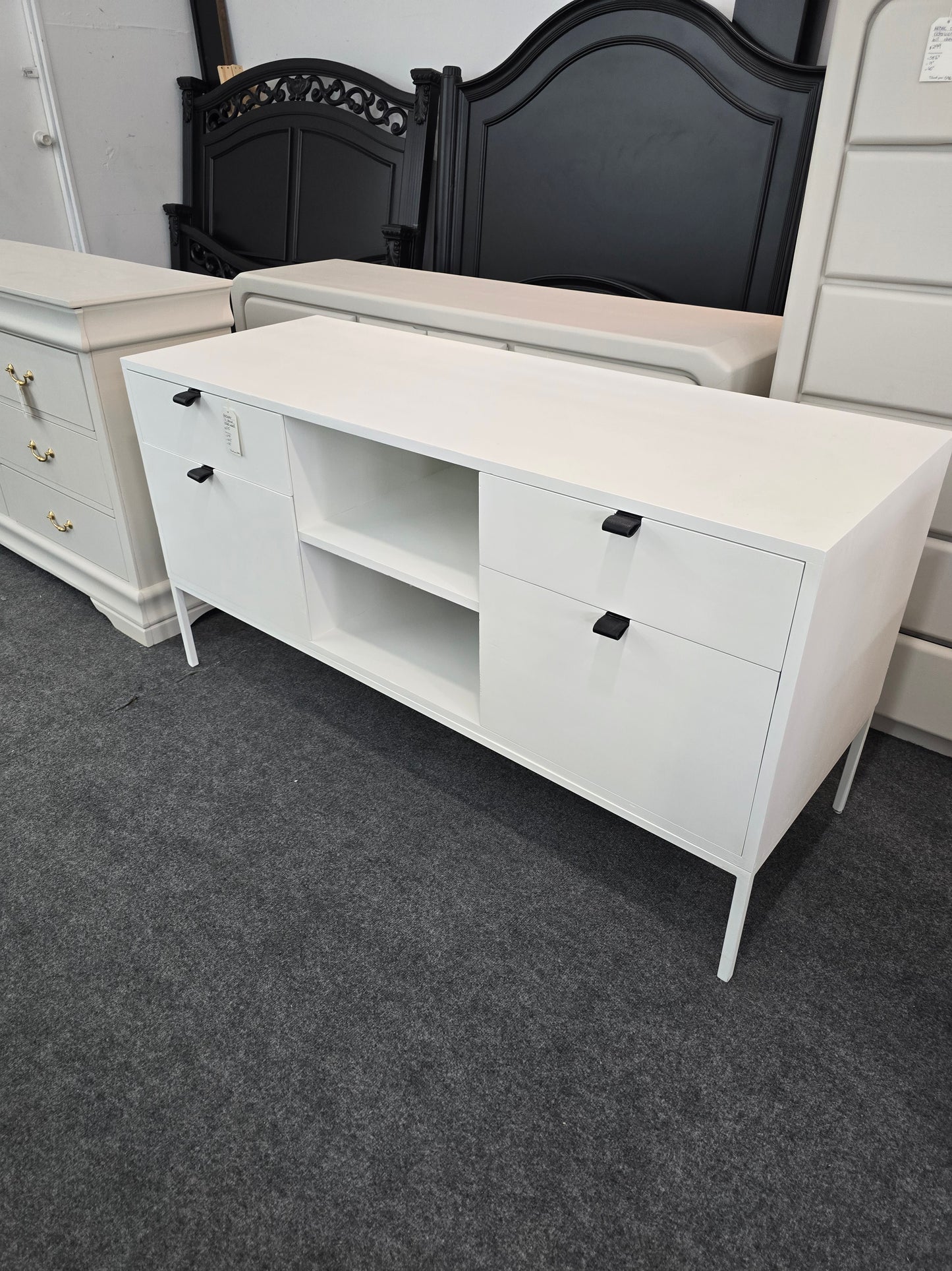 Solid wood off white TV stand