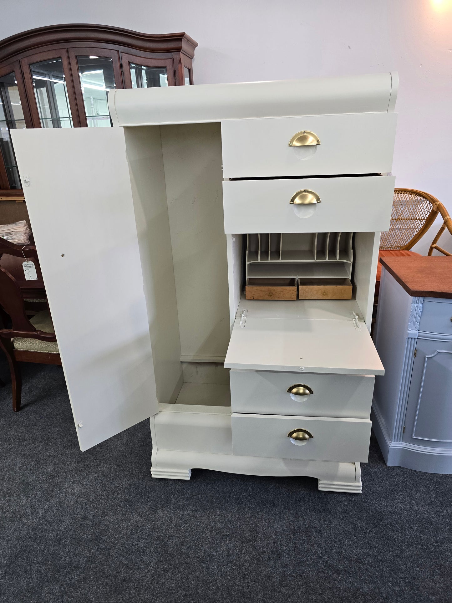 Antique waterfall cream chest/armoire