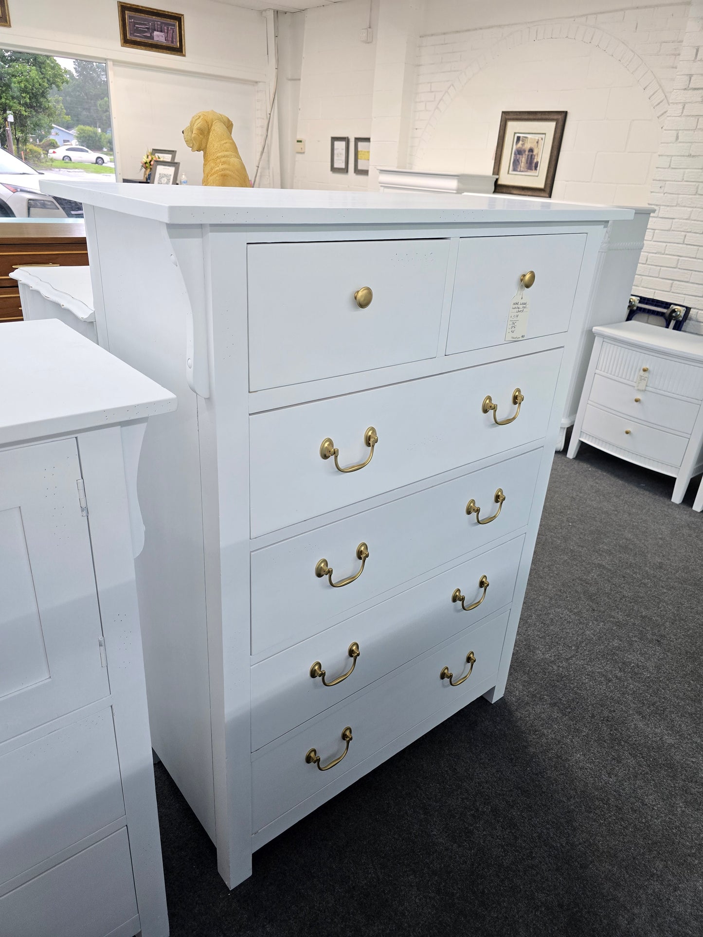 Solid wood white tall chest