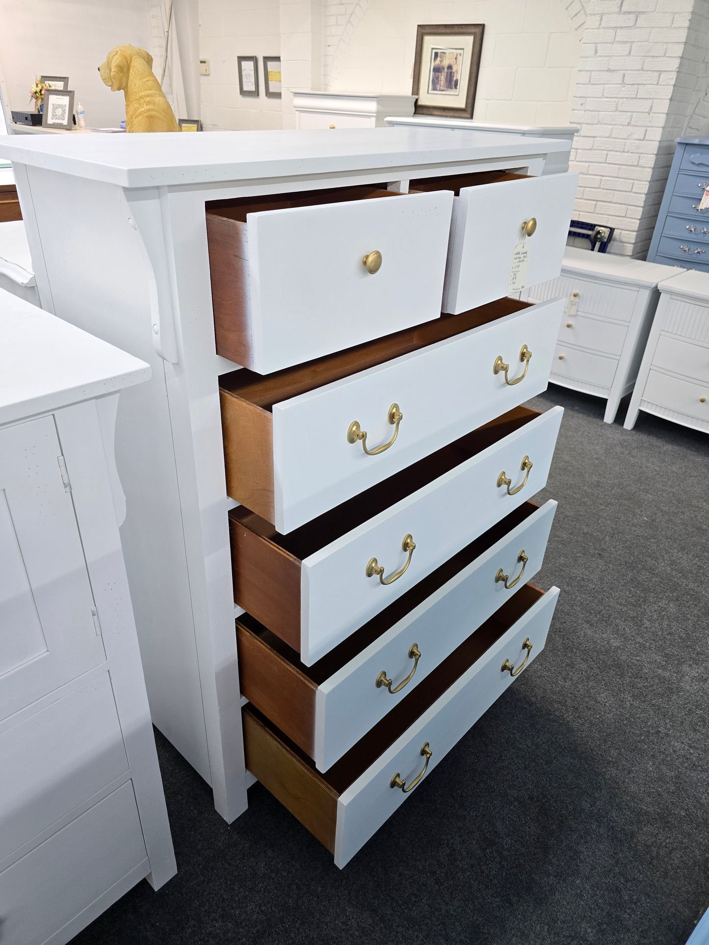 Solid wood white tall chest