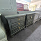 Green lacquered pair of nightstands