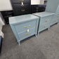 Simons green gray lacquered pair of nightstands