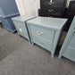 Simons green gray lacquered pair of nightstands