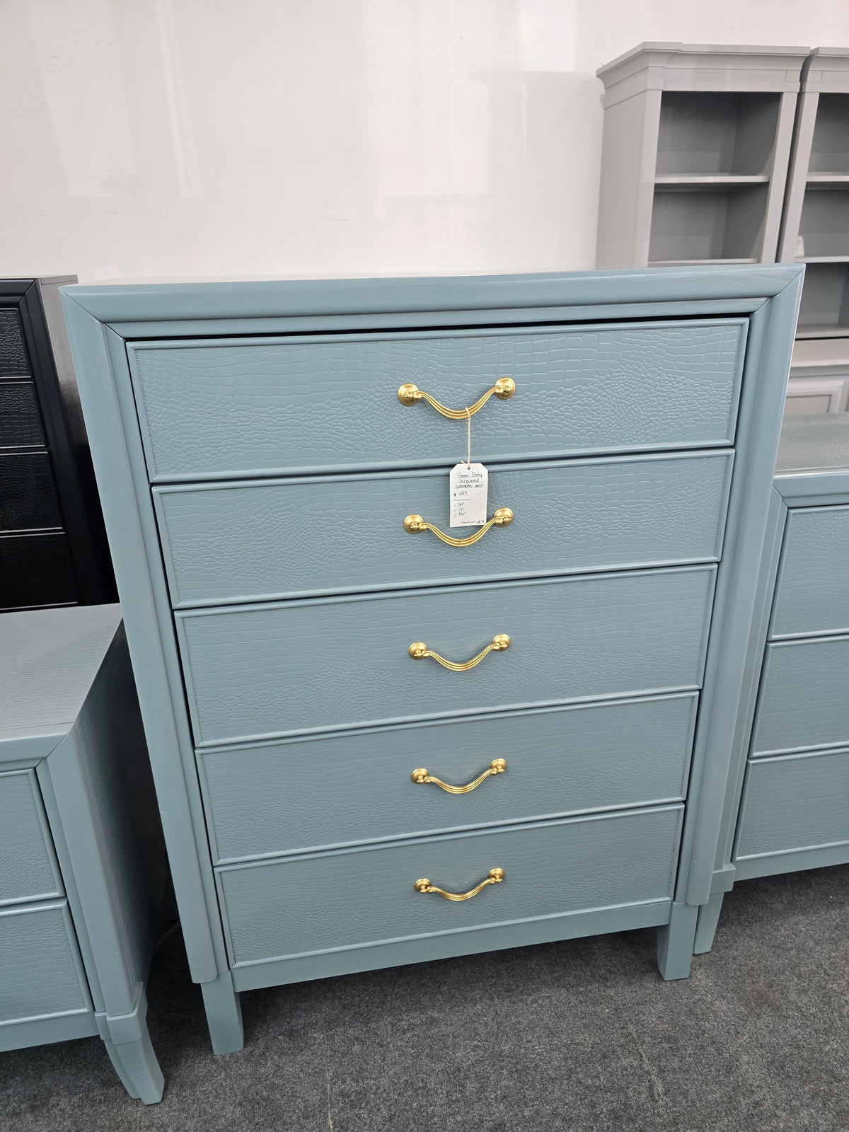 Simons green gray lacquered chest