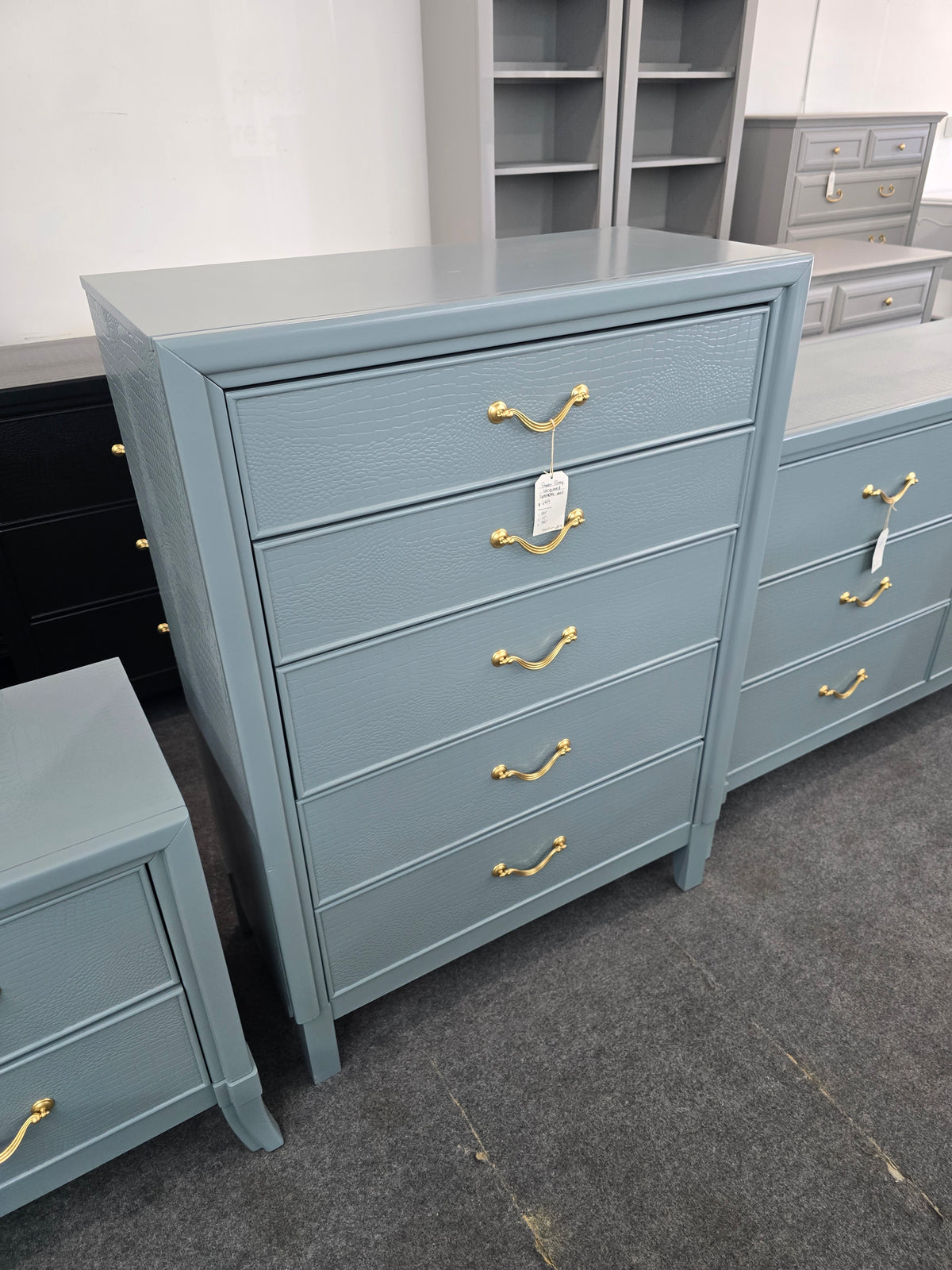 Simons green gray lacquered chest
