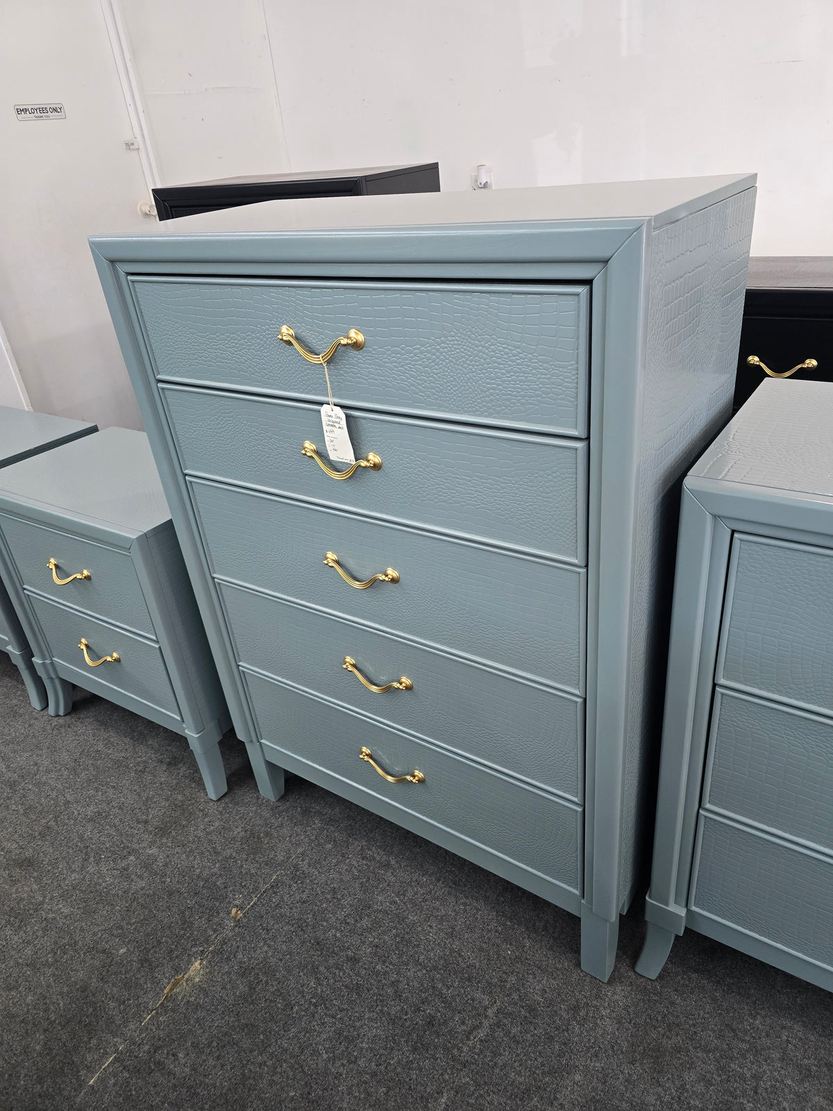 Simons green gray lacquered chest