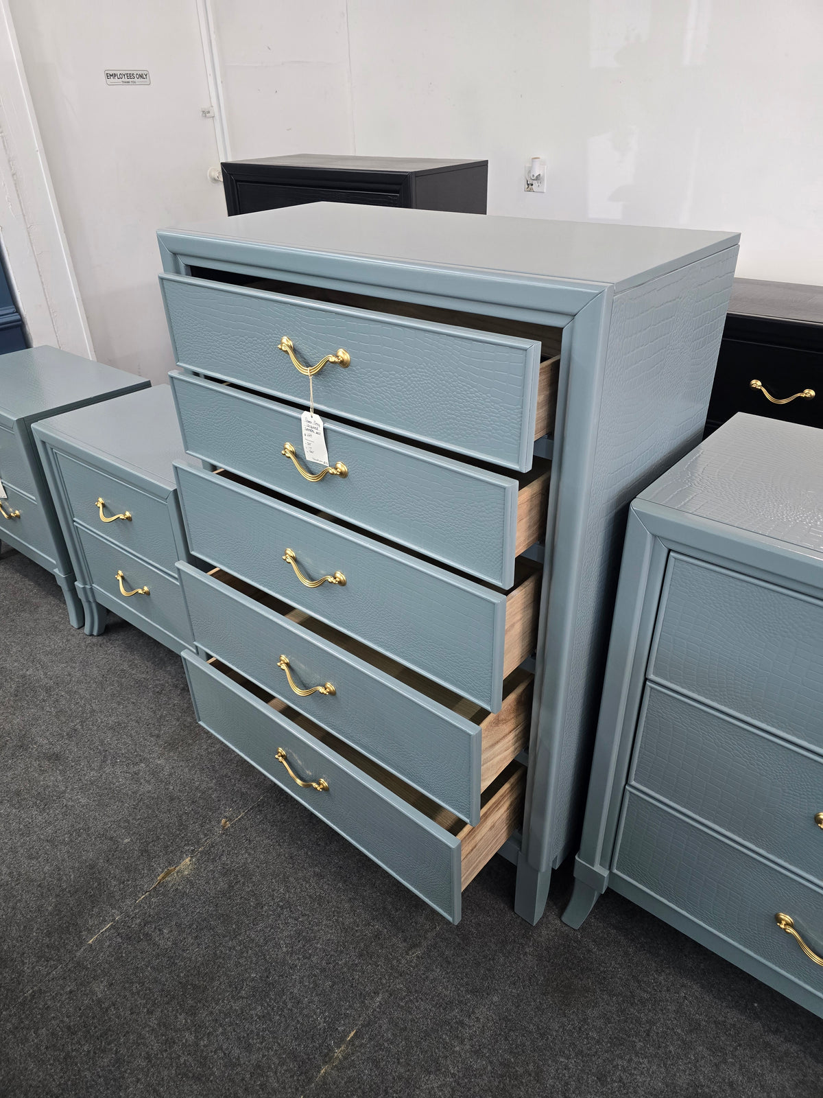 Simons green gray lacquered chest