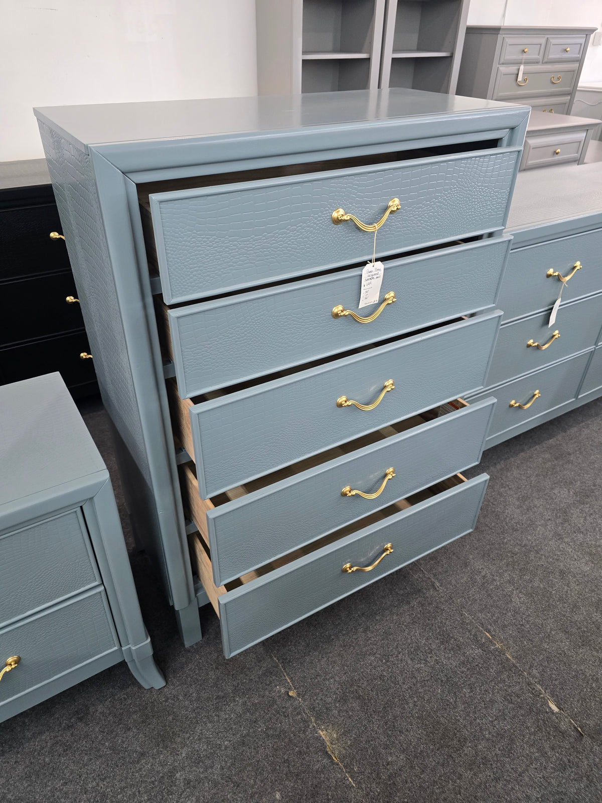 Simons green gray lacquered chest