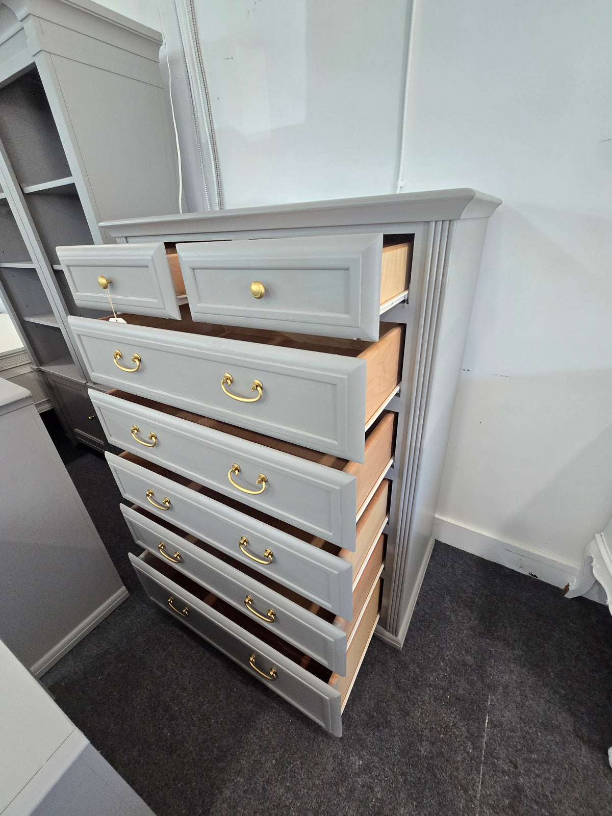 7 drawers tall gray chest