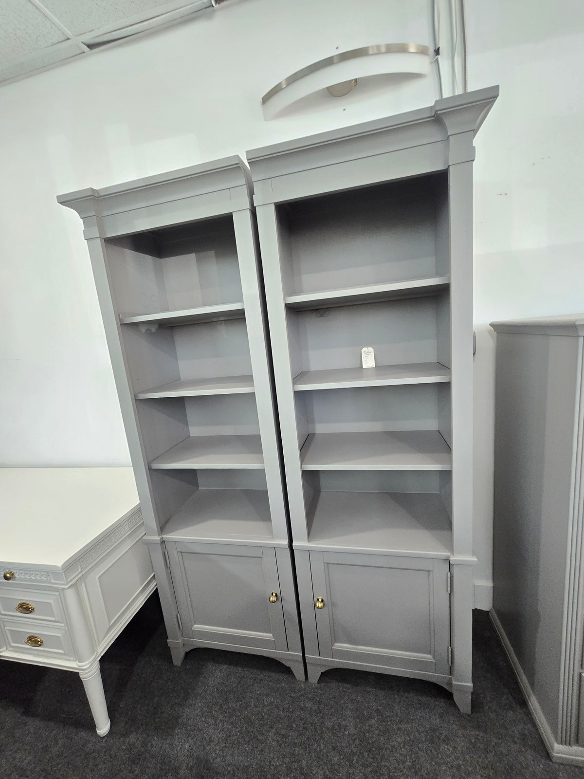 Dark gray pair of bookshelves
