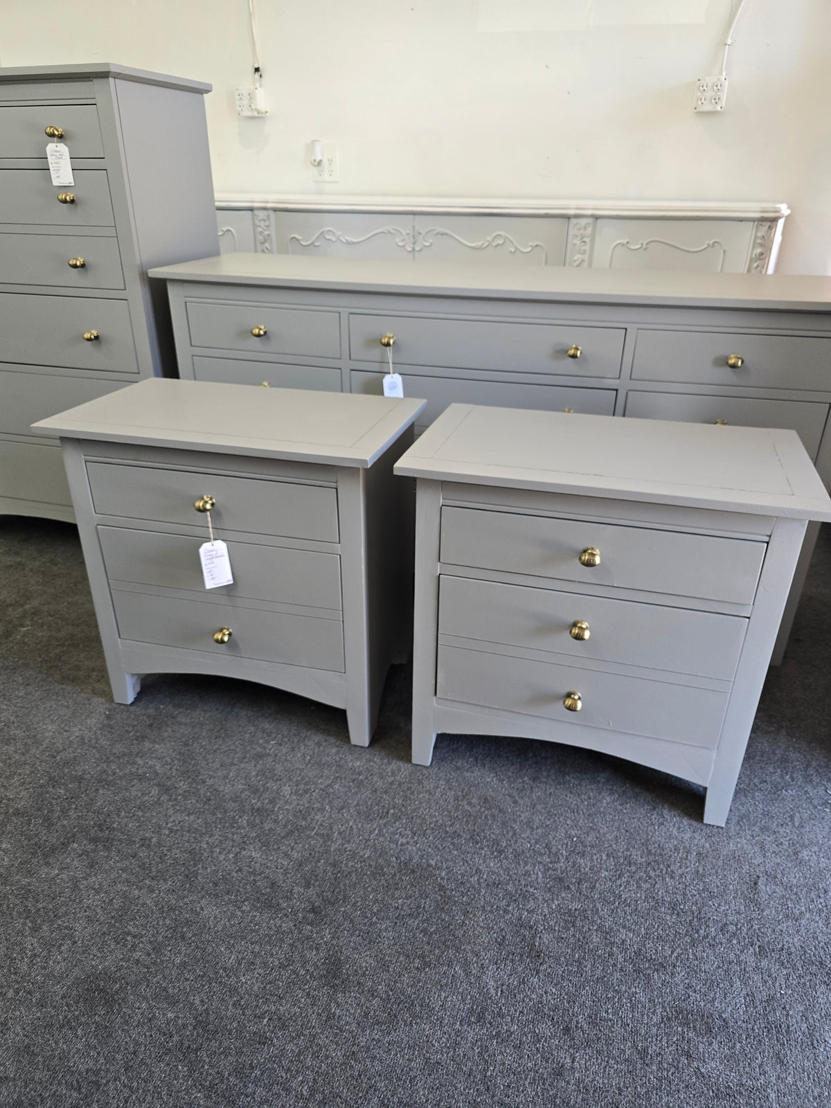 Classic dark gray pair of nightstands