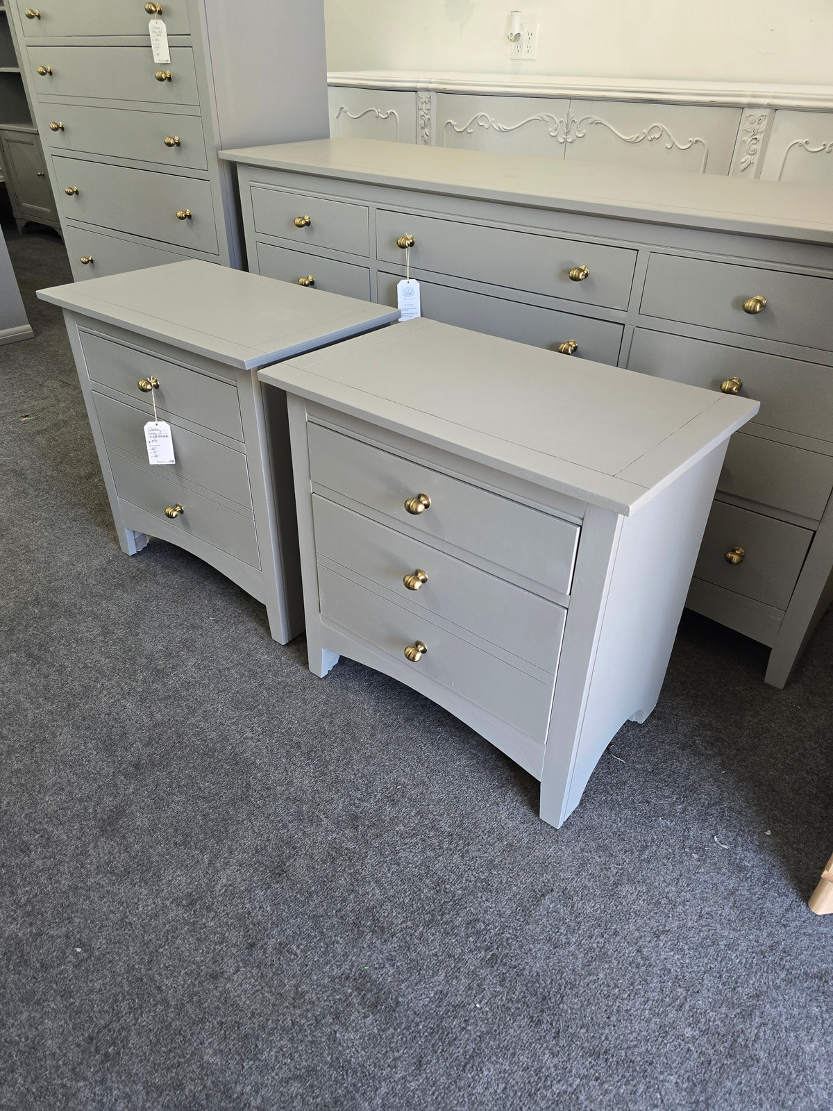 Classic dark gray pair of nightstands