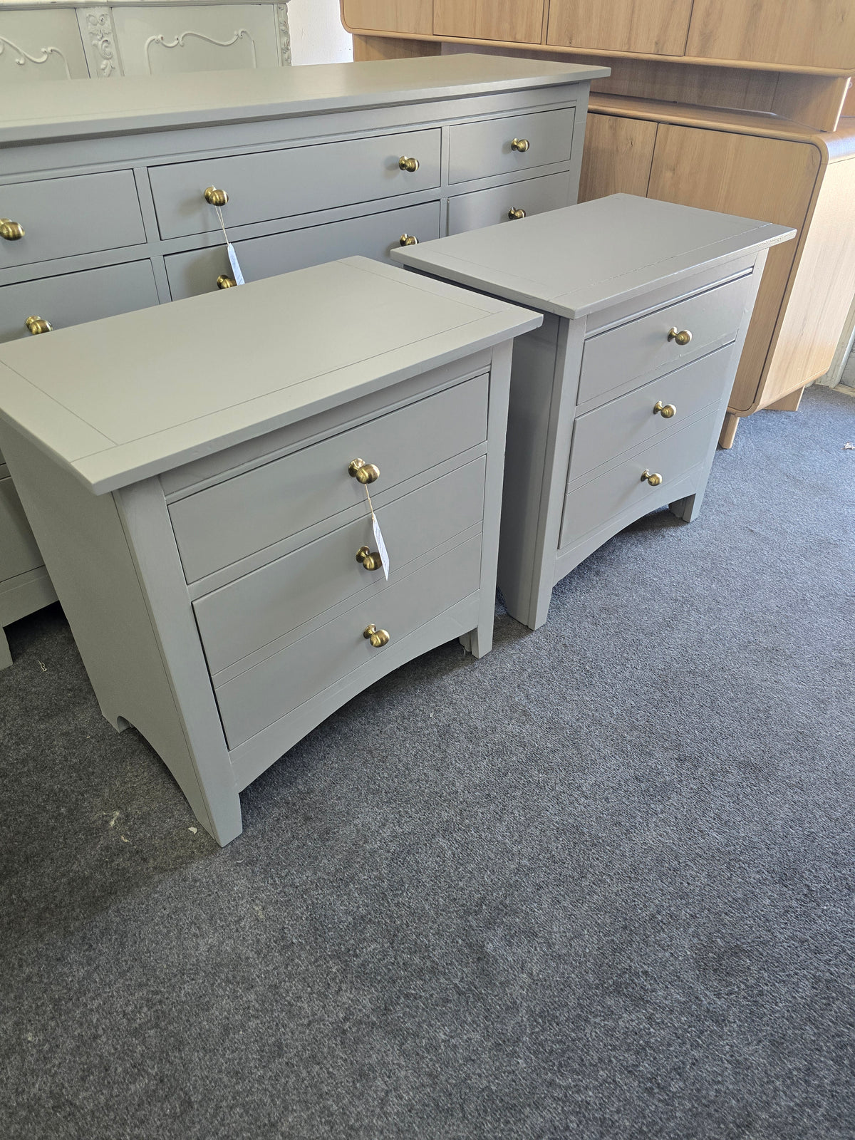 Classic dark gray pair of nightstands