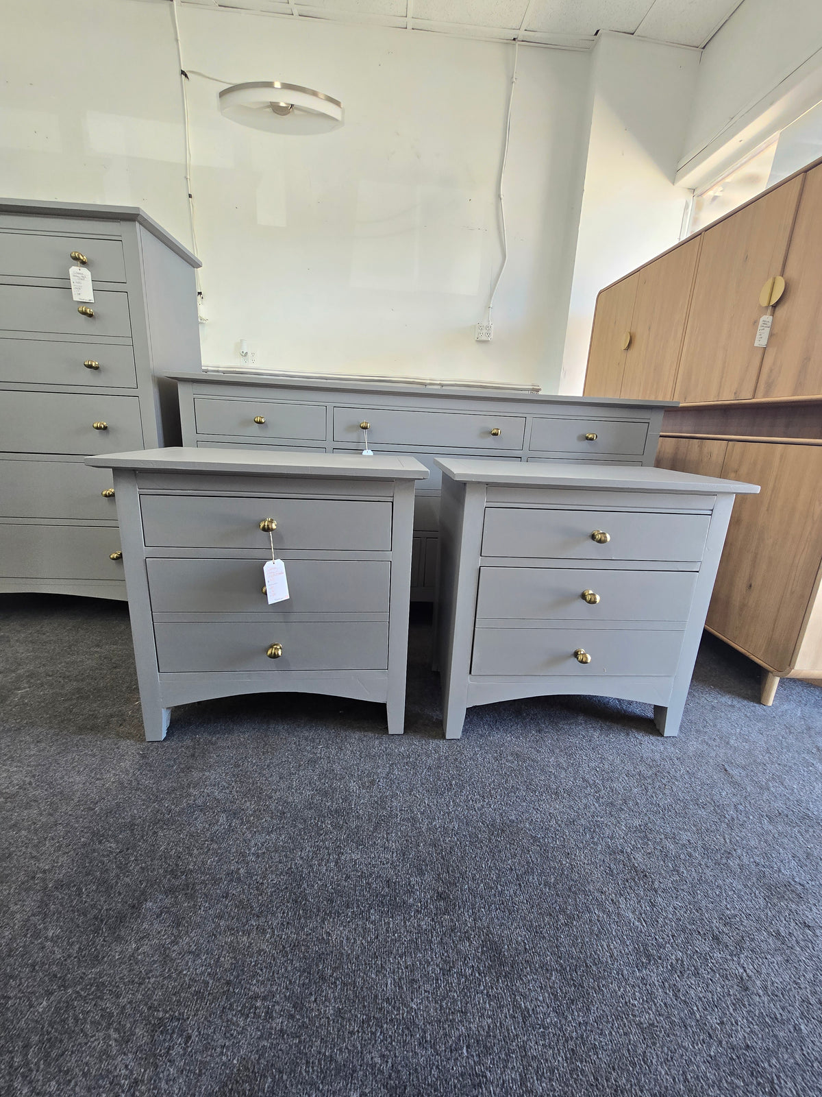 Classic dark gray pair of nightstands