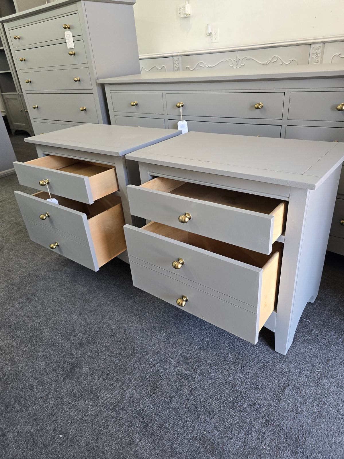 Classic dark gray pair of nightstands