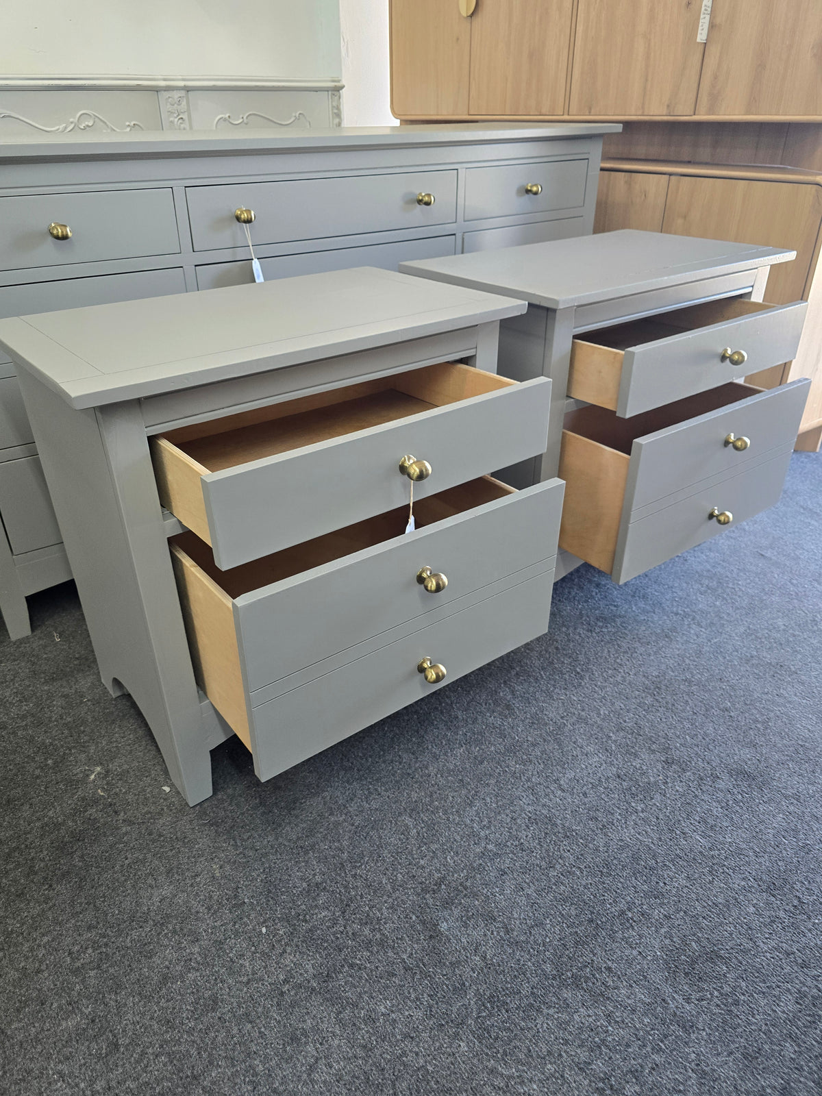 Classic dark gray pair of nightstands