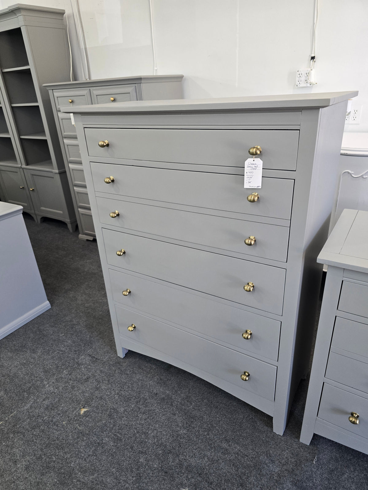 Classic dark gray 5 drawers chest
