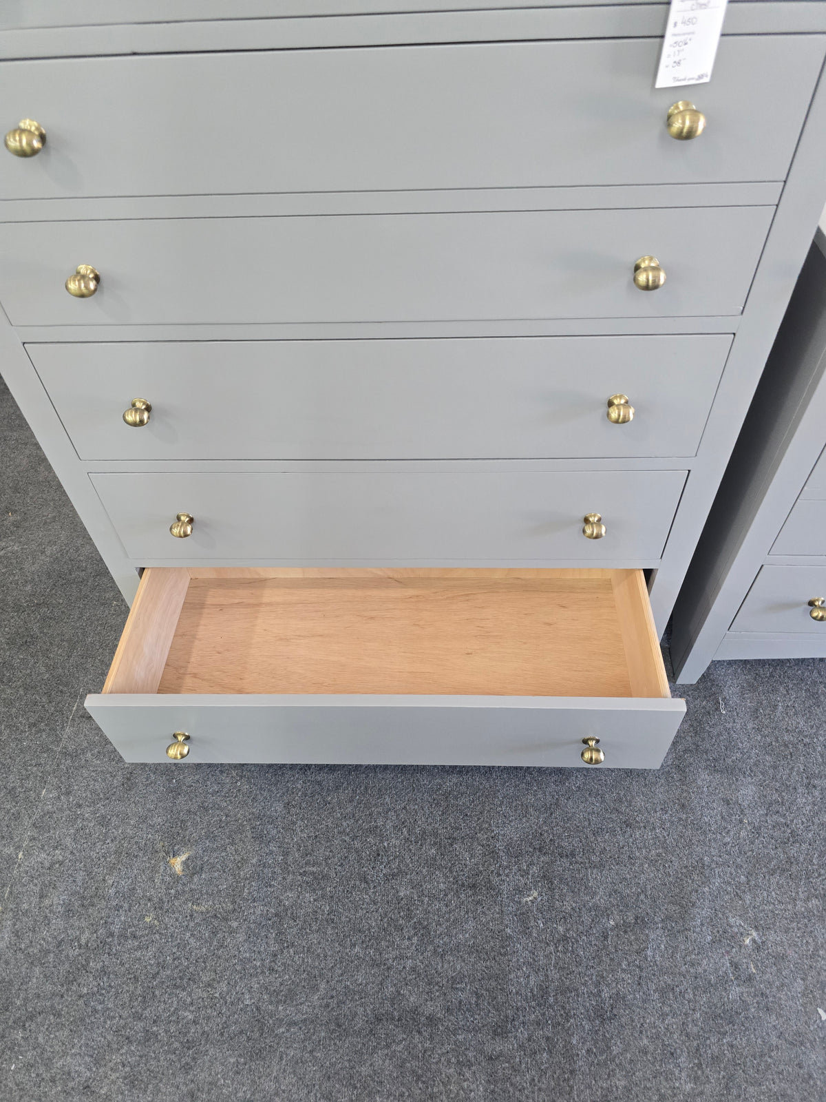 Classic dark gray 5 drawers chest