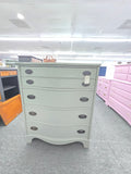 Solid wood gray bow front chest