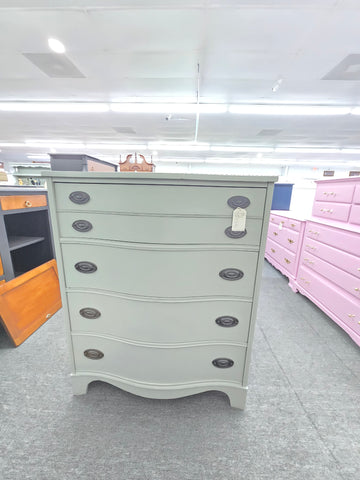 Solid wood gray bow front chest