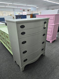 Solid wood gray bow front chest