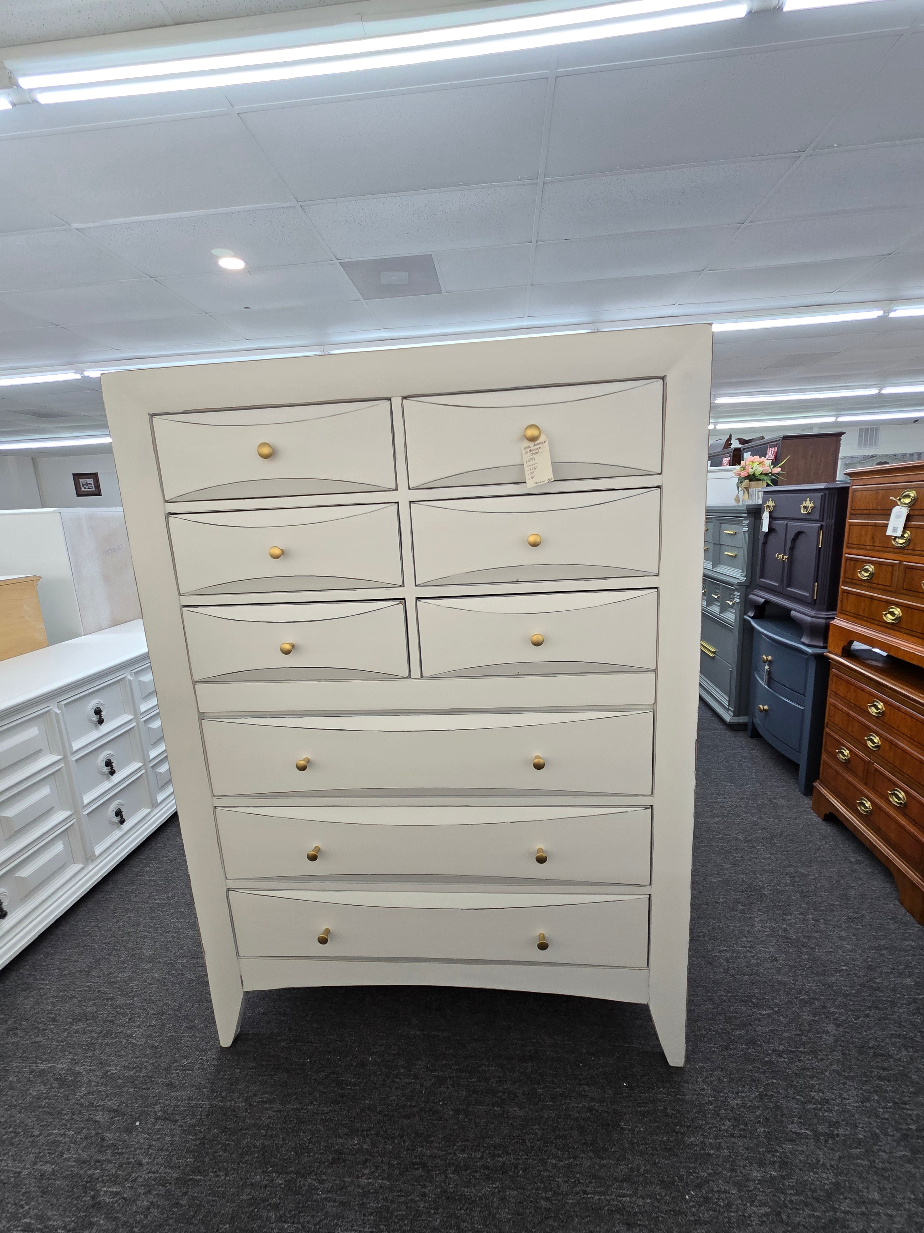 10 drawers tall white chest