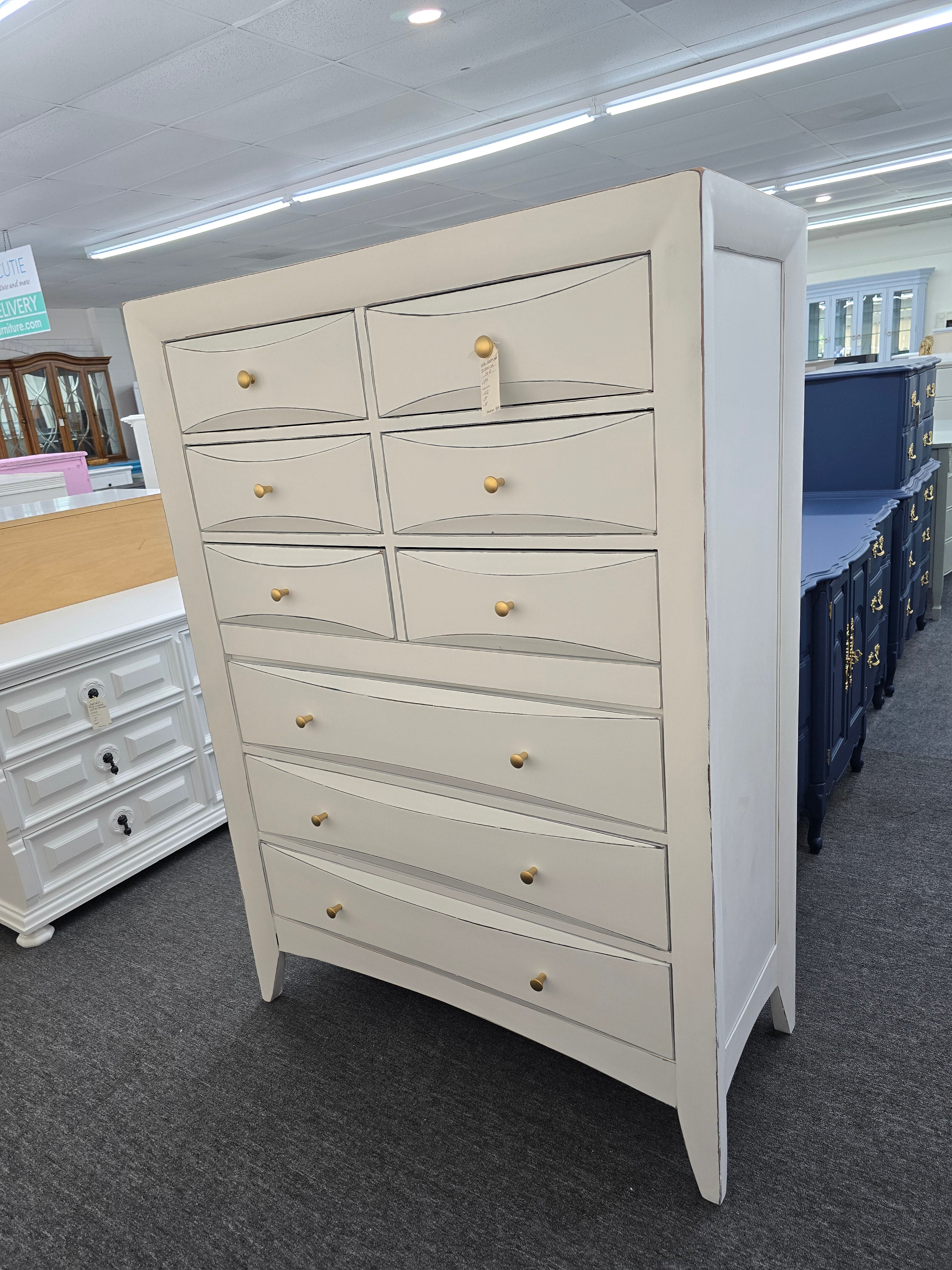 10 drawers tall white chest