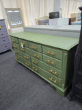 11 drawers matte green dresser