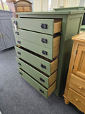 5 drawers dark green chest