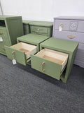 Pair of nightstands "oak moss" green