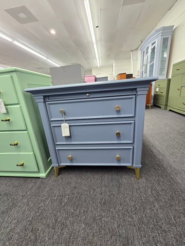 3 drawers blue nightstand