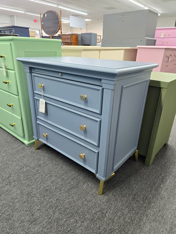 3 drawers blue nightstand