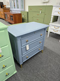 3 drawers blue nightstand