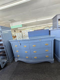 Blue lacquer 8 drawers dresser