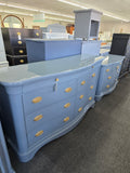 Blue lacquer 8 drawers dresser