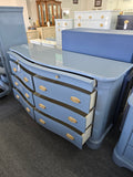 Blue lacquer 8 drawers dresser