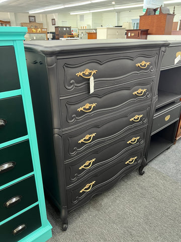 Solid wood matte black chest