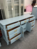 Solid wood blue triple dresser