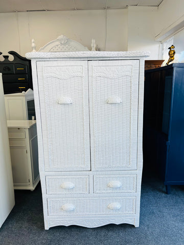 Wicker white armoire