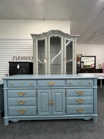 Solid wood blue triple dresser