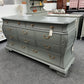Gorgeous carved dark gray Bombay like dresser